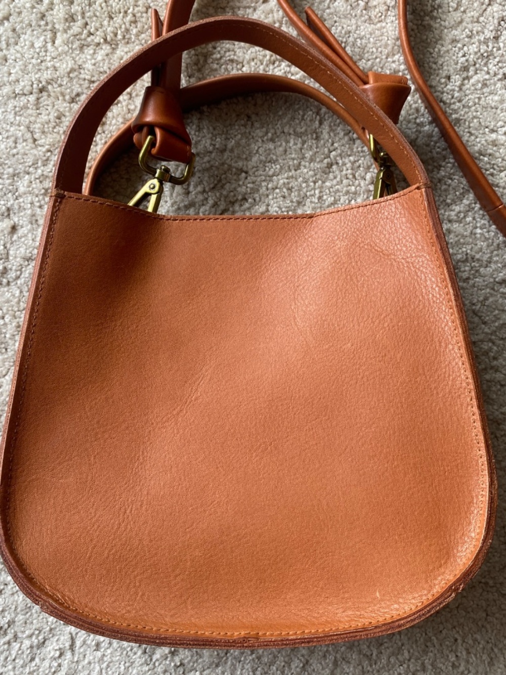 Madewell Small Leather Handbag w/Shoulder Strap-Crossbody Strap-Light Brown Tone - Picture 2 of 15